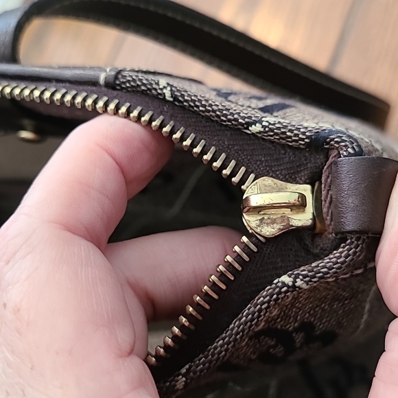 Dooney‎ & Bourke Signature Canvas Shoulder Bag with Leather Trim - Picture 7 of 10